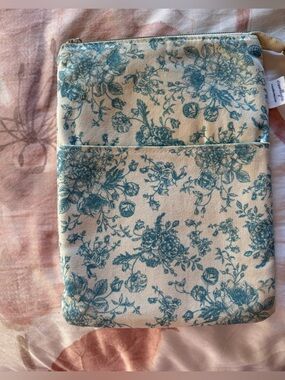 Floral Teal Print Book Sleeve